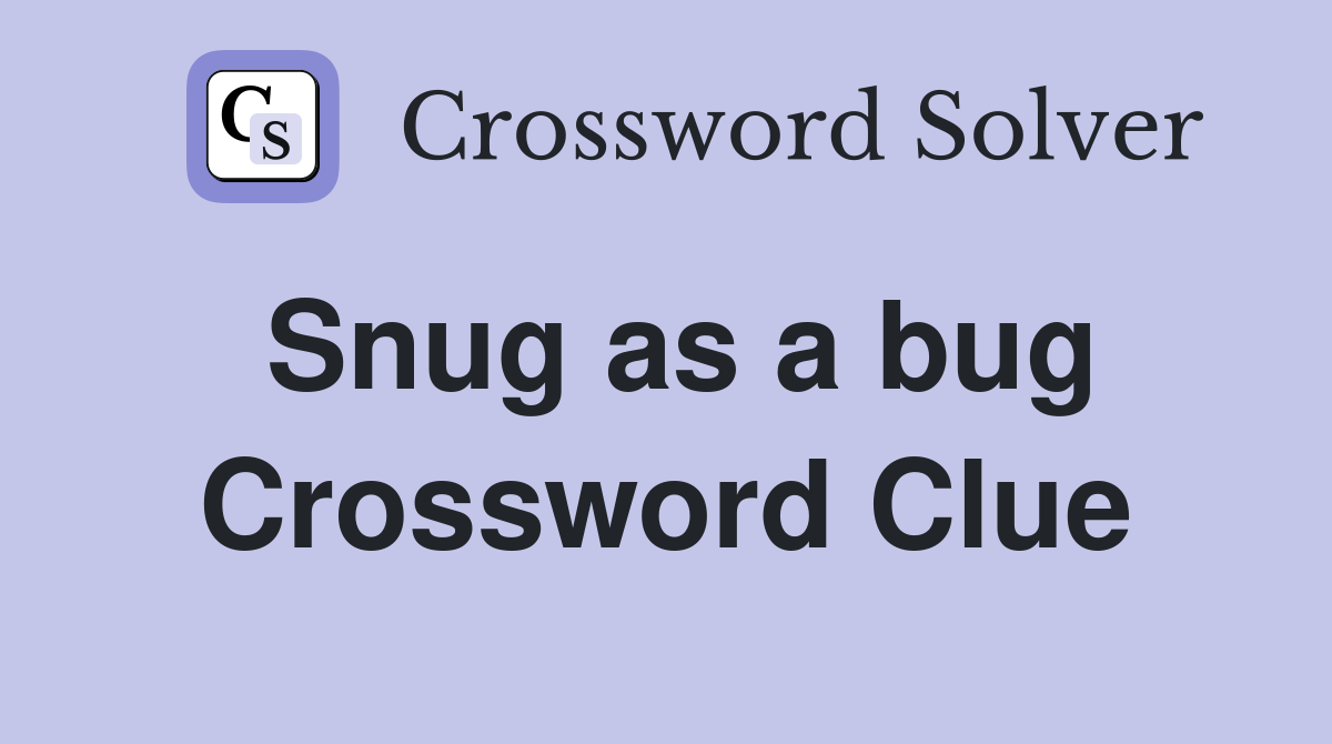 Snug as a bug Crossword Clue