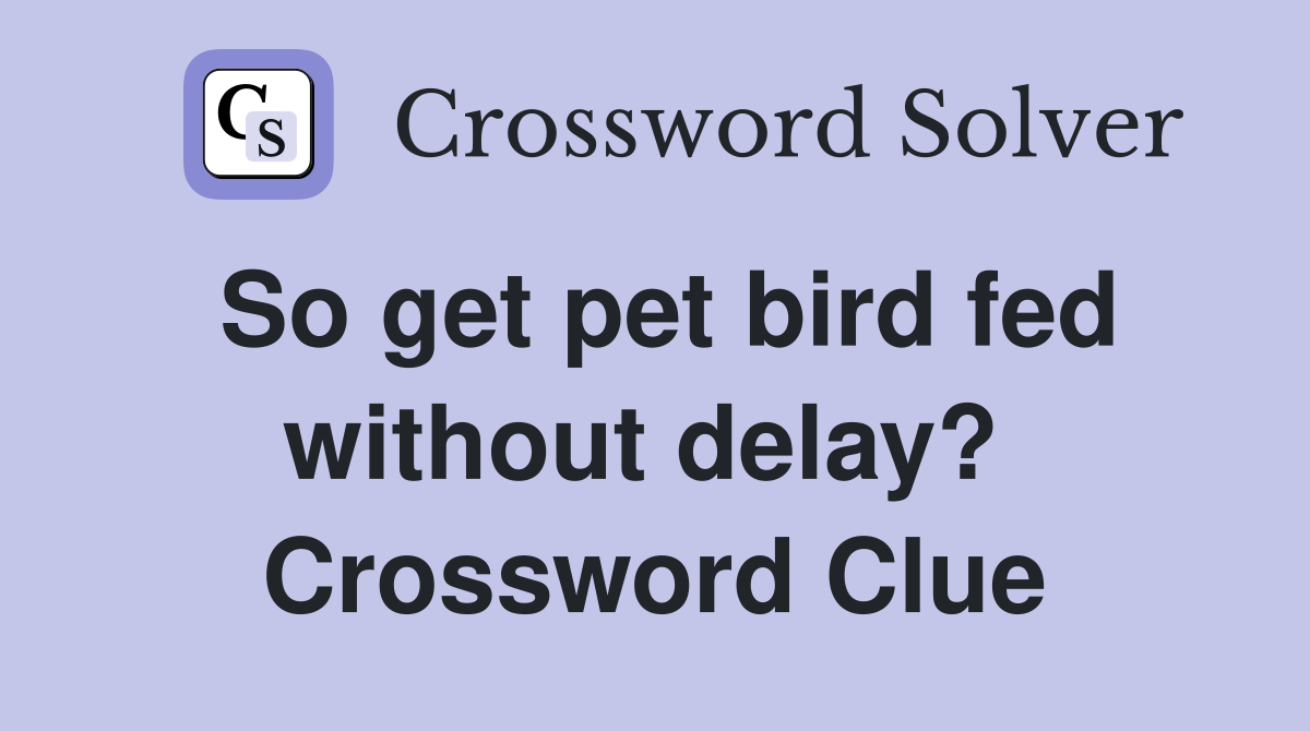 So get pet bird fed without delay?  Crossword Clue