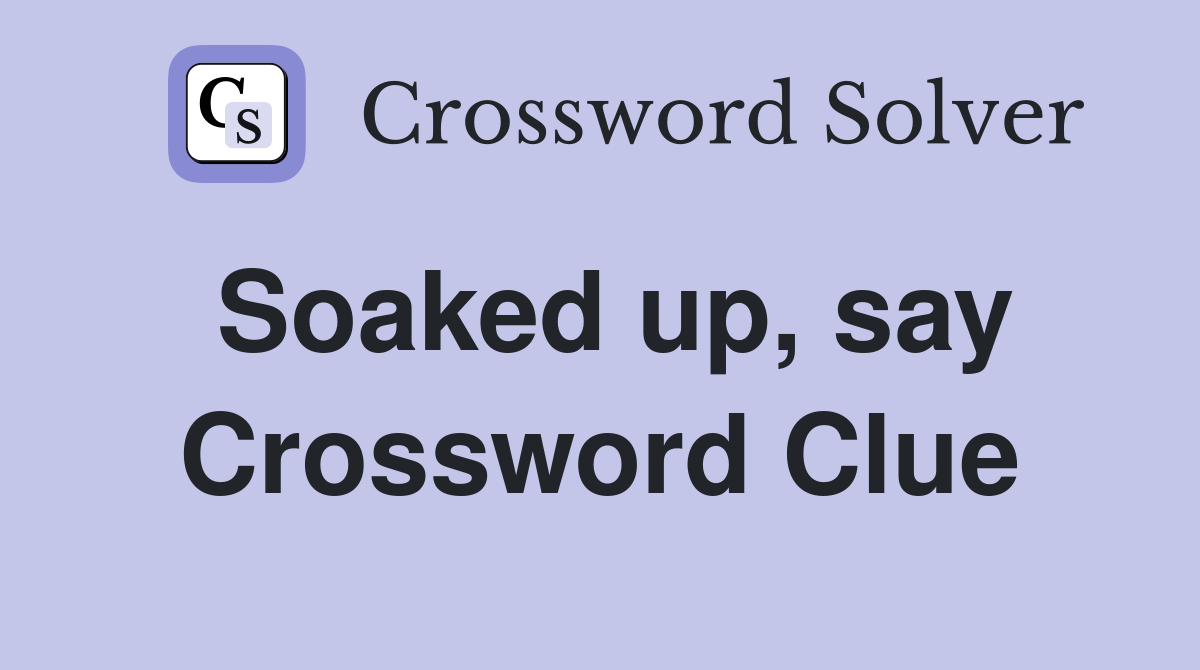 Soaked up, say Crossword Clue