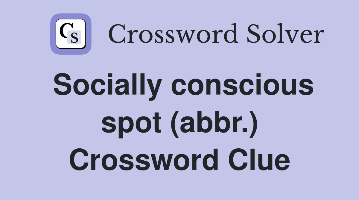 Socially conscious spot (abbr.) Crossword Clue