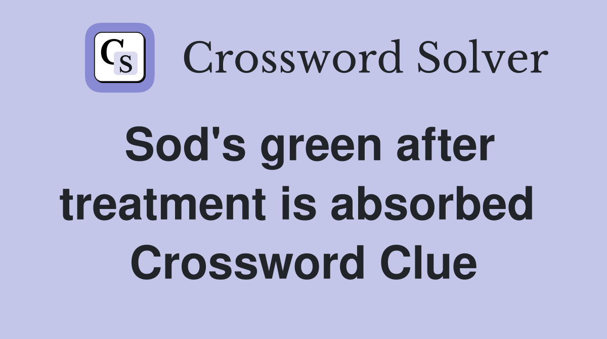 Sod's green after treatment is absorbed  Crossword Clue