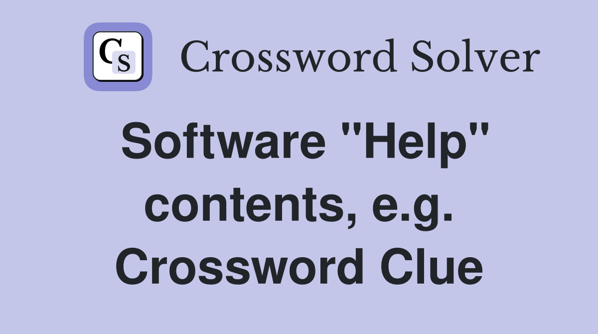 Software "Help" contents, e.g. Crossword Clue