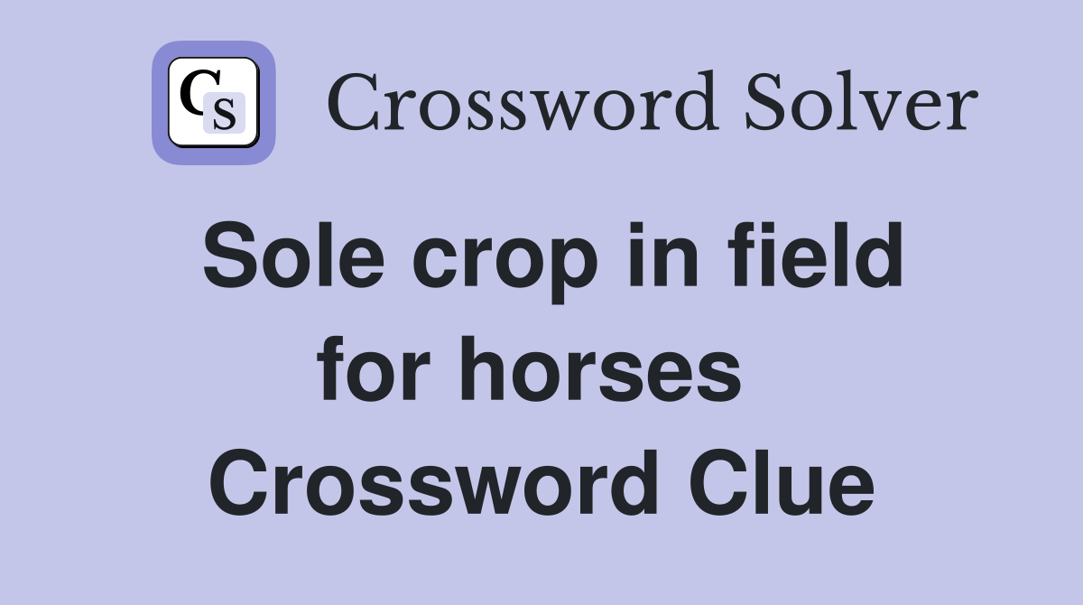 Sole crop in field for horses  Crossword Clue