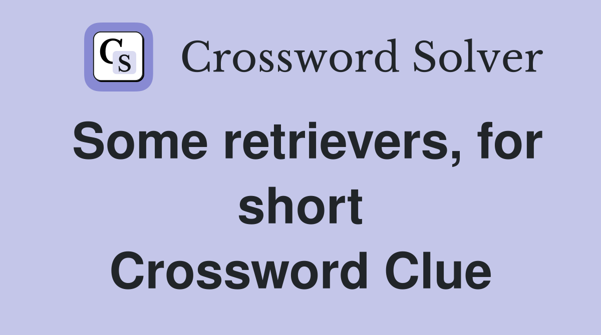 Some retrievers, for short Crossword Clue