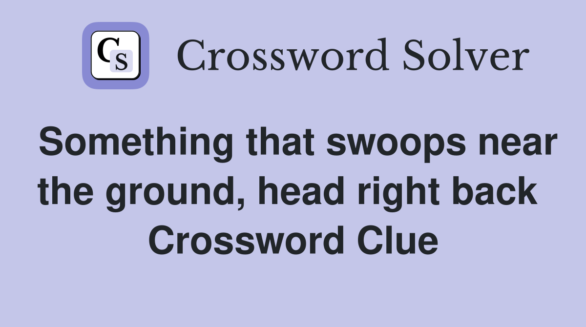 Something that swoops near the ground, head right back  Crossword Clue