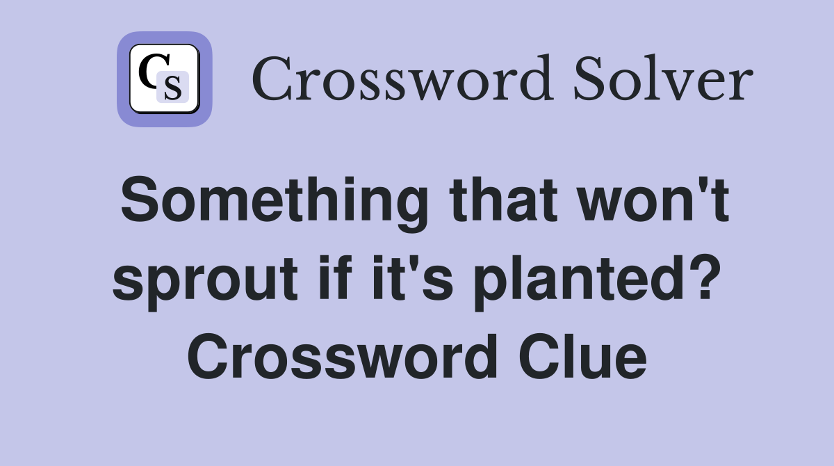Something that won't sprout if it's planted? Crossword Clue