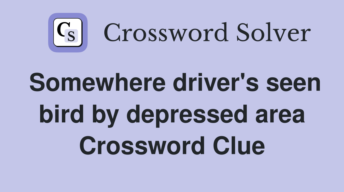 Somewhere driver's seen bird by depressed area Crossword Clue