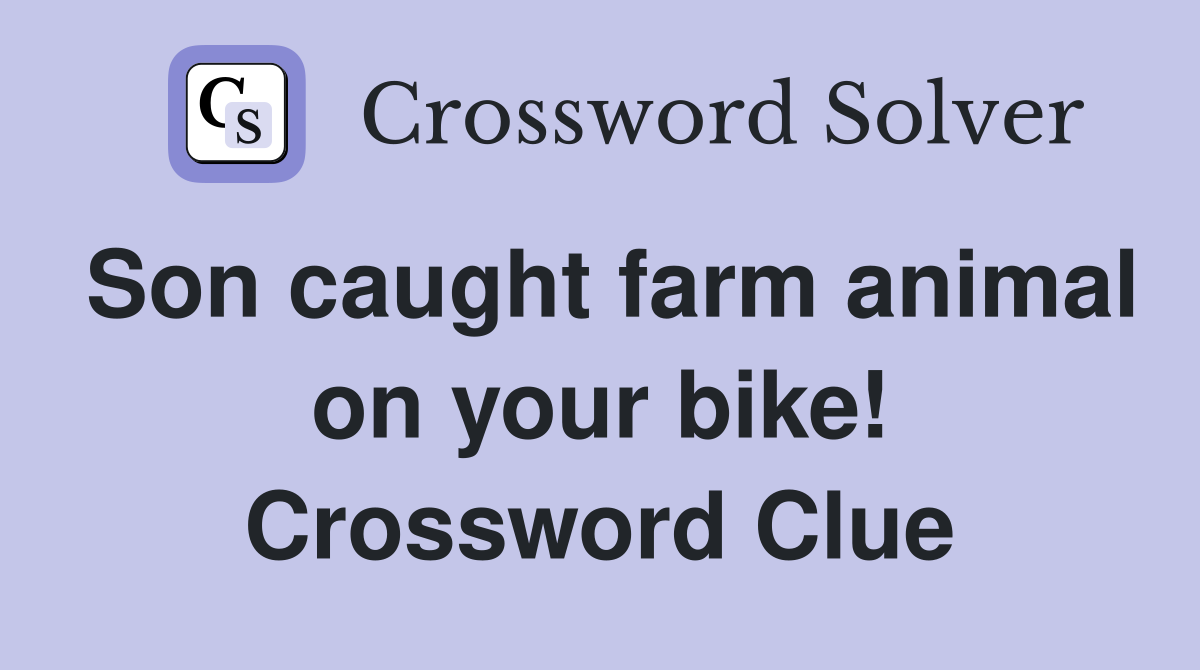 Son caught farm animal on your bike! Crossword Clue