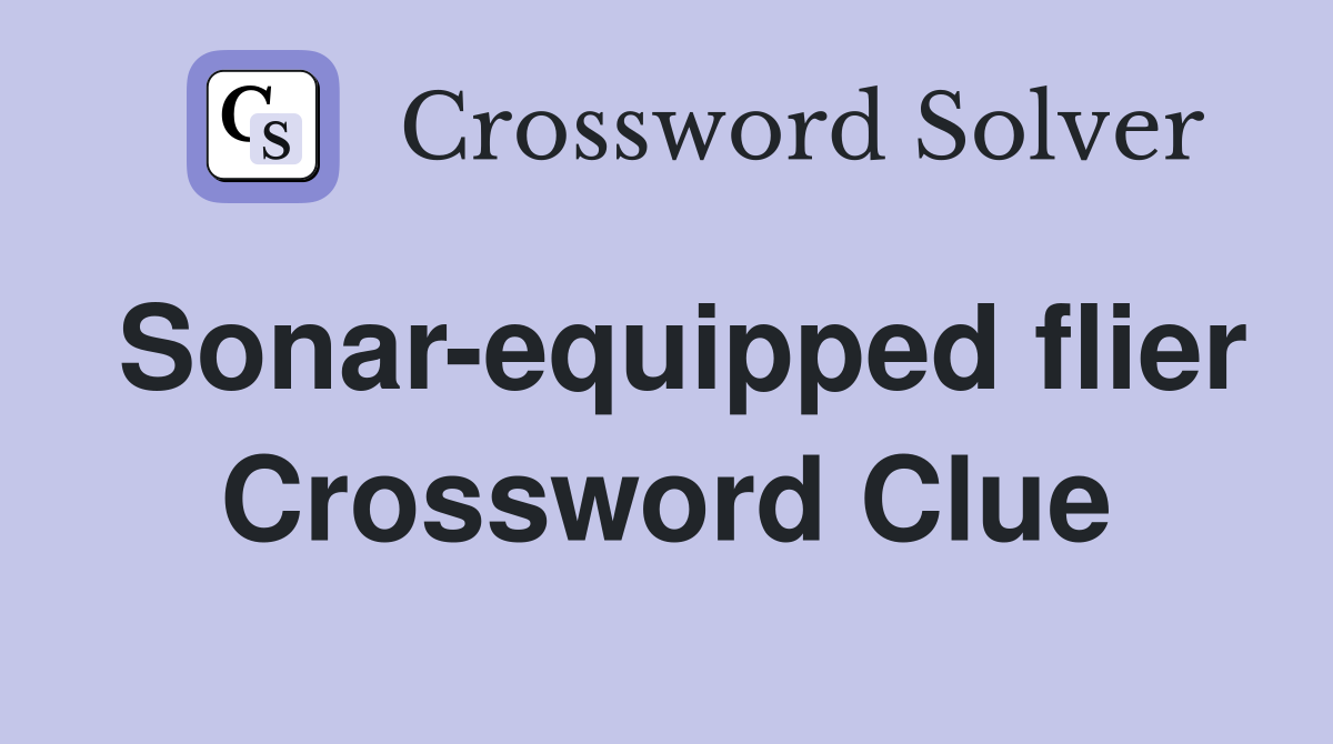 Sonar-equipped flier Crossword Clue