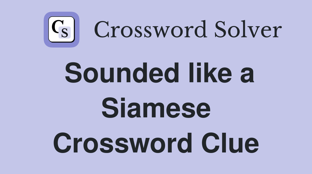 Sounded like a Siamese Crossword Clue