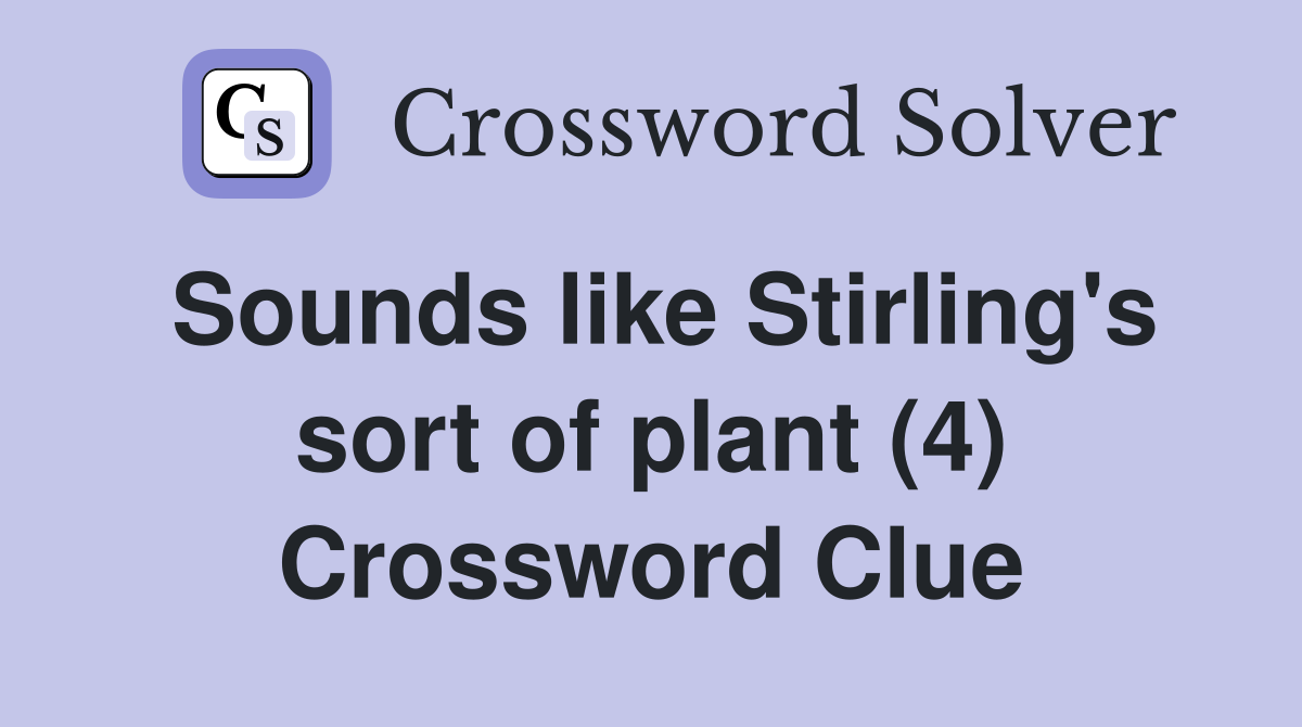 Sounds like Stirling's sort of plant (4) Crossword Clue
