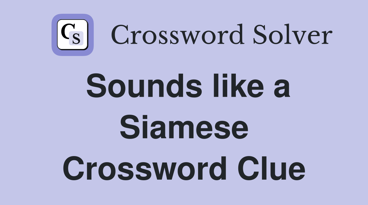 Sounds like a Siamese Crossword Clue