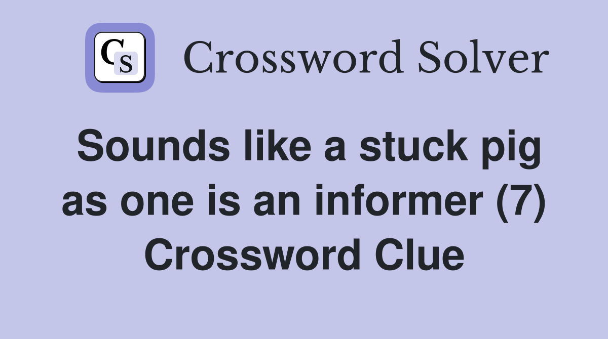 Sounds like a stuck pig as one is an informer (7) Crossword Clue