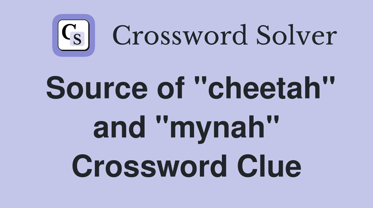 Source of "cheetah" and "mynah" Crossword Clue