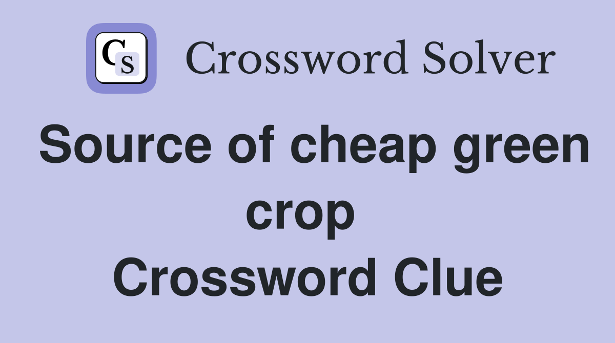 Source of cheap green crop  Crossword Clue