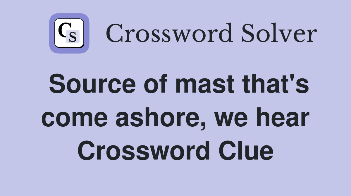Source of mast that's come ashore, we hear Crossword Clue