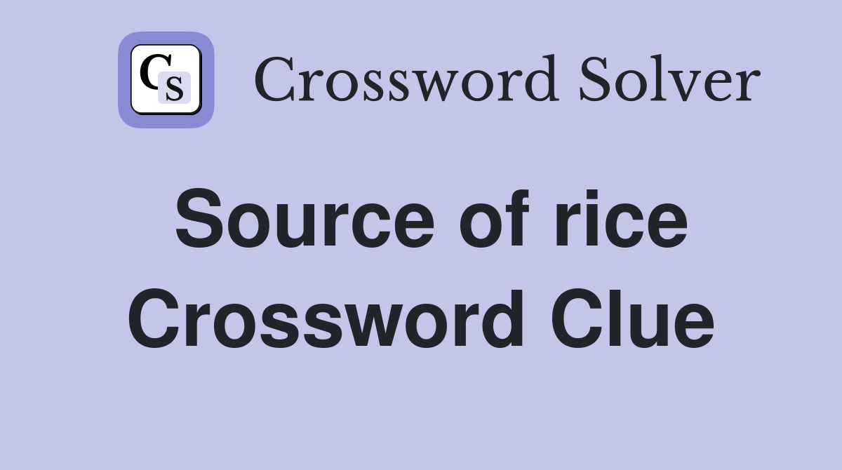 Source of rice Crossword Clue