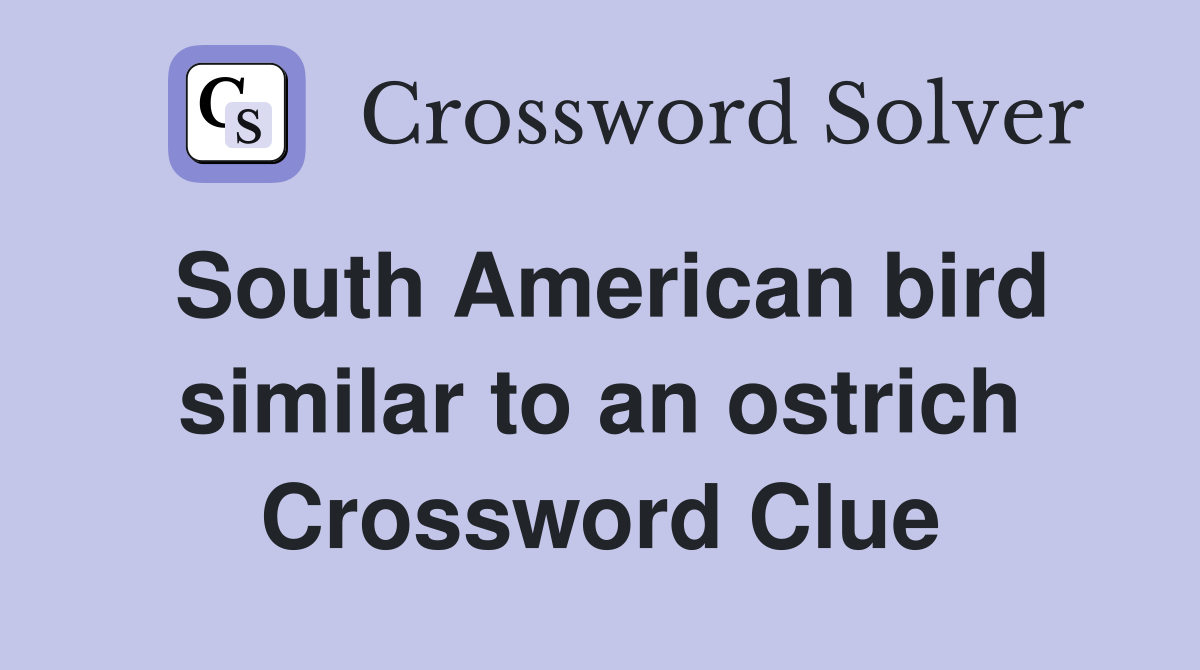 South American bird similar to an ostrich Crossword Clue