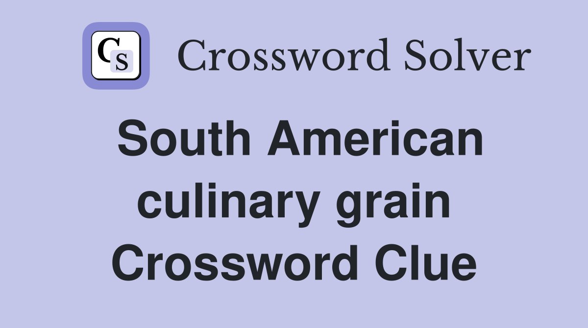 South American culinary grain Crossword Clue