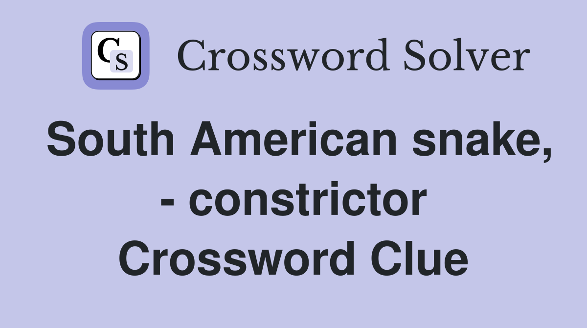 South American snake, - constrictor Crossword Clue