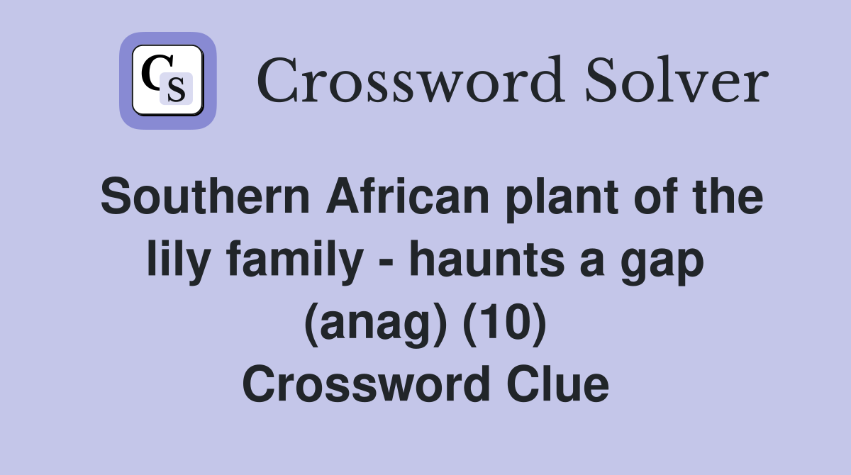 Southern African plant of the lily family - haunts a gap (anag) (10) Crossword Clue