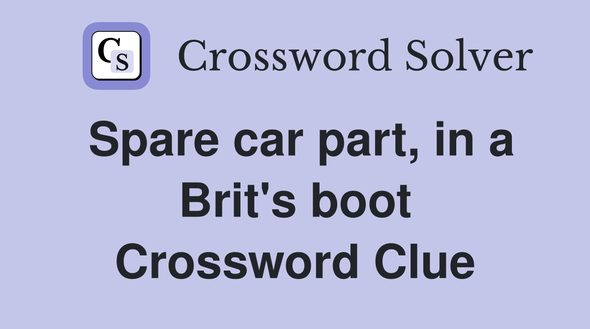 Spare car part, in a Brit's boot Crossword Clue
