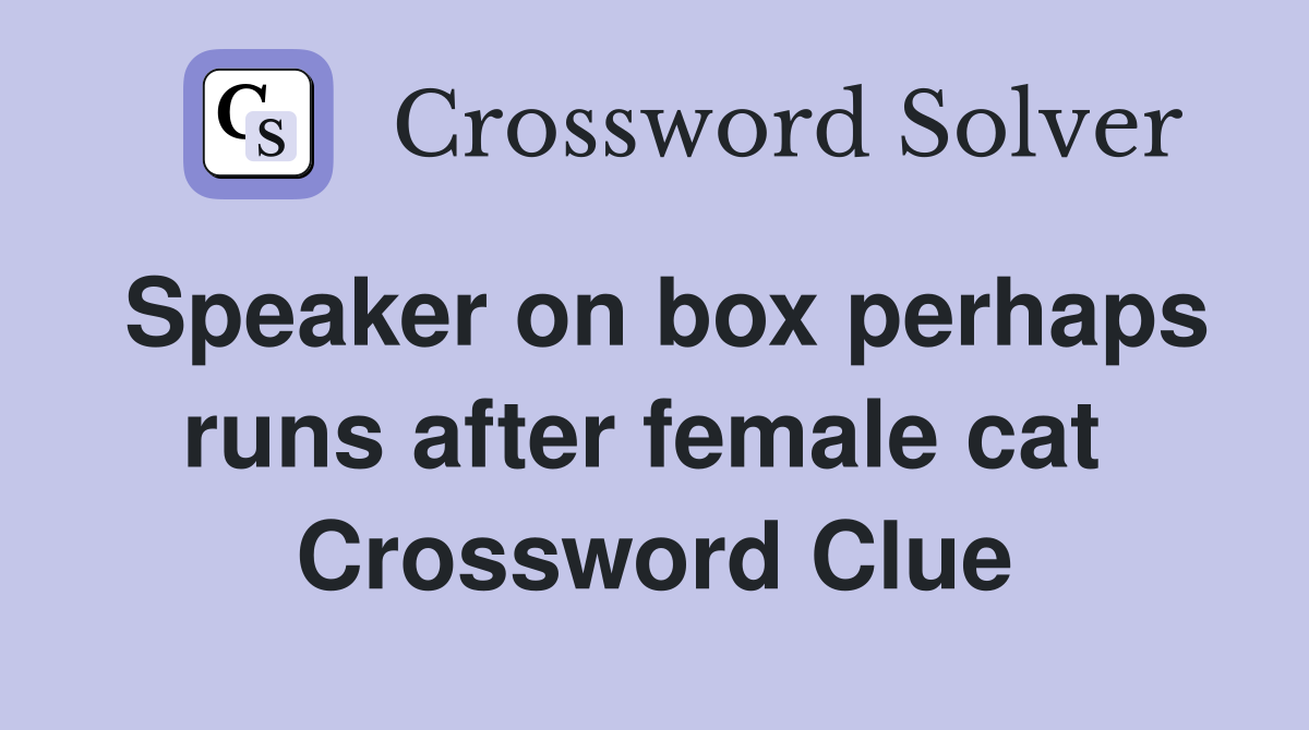 Speaker on box perhaps runs after female cat  Crossword Clue