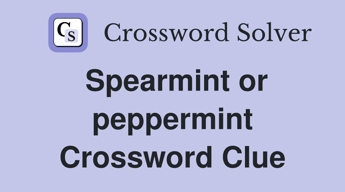 Spearmint or peppermint Crossword Clue