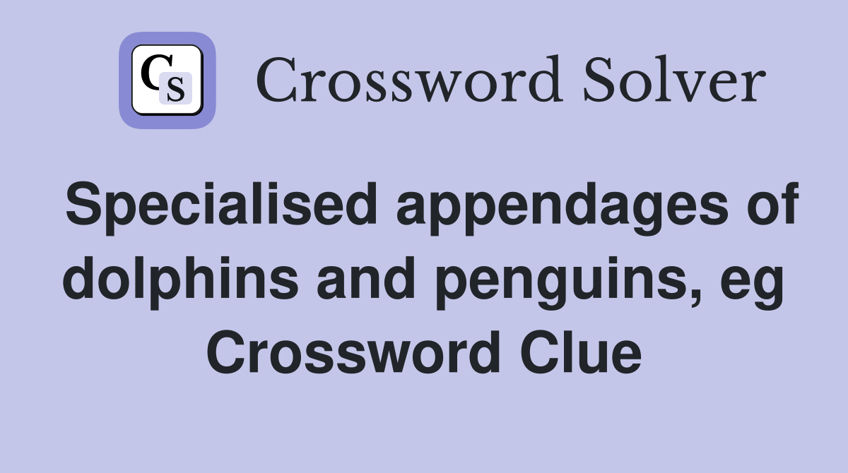 Specialised appendages of dolphins and penguins, eg Crossword Clue