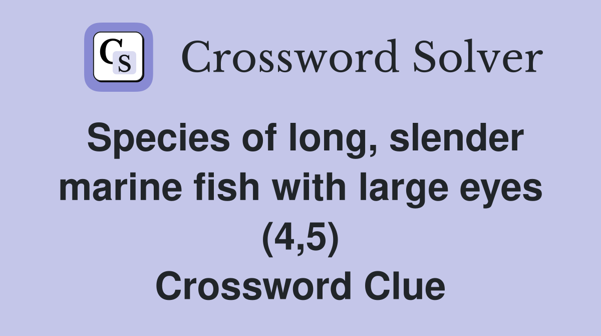 Species of long, slender marine fish with large eyes (4,5) Crossword Clue