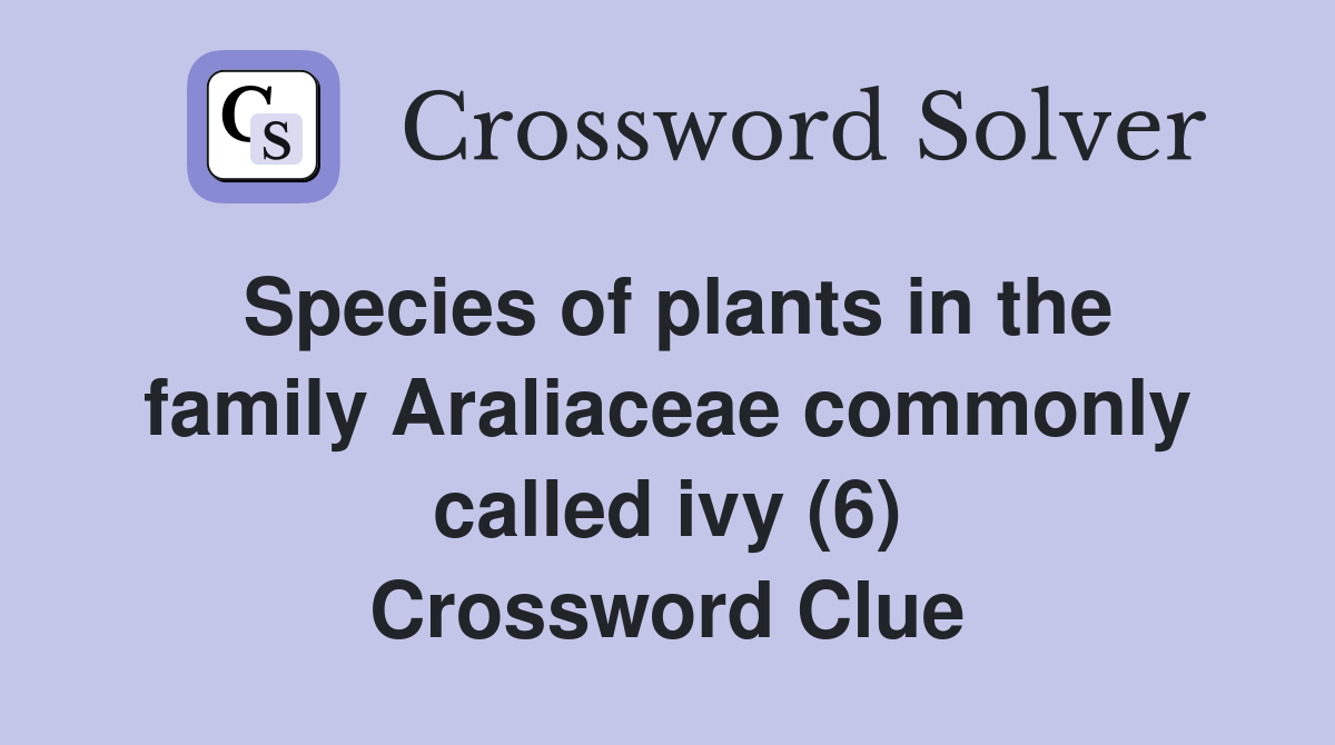 Species of plants in the family Araliaceae commonly called ivy (6) Crossword Clue