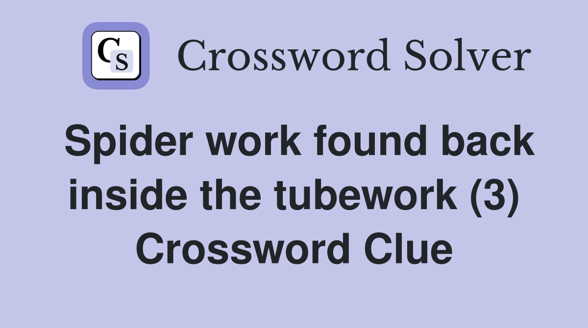 Spider work found back inside the tubework (3) Crossword Clue