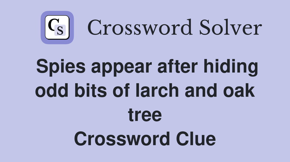 Spies appear after hiding odd bits of larch and oak tree Crossword Clue