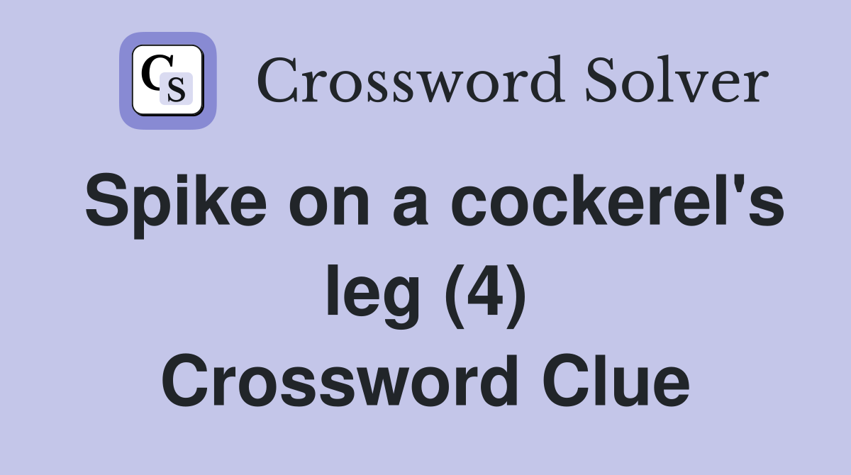 Spike on a cockerel's leg (4) Crossword Clue