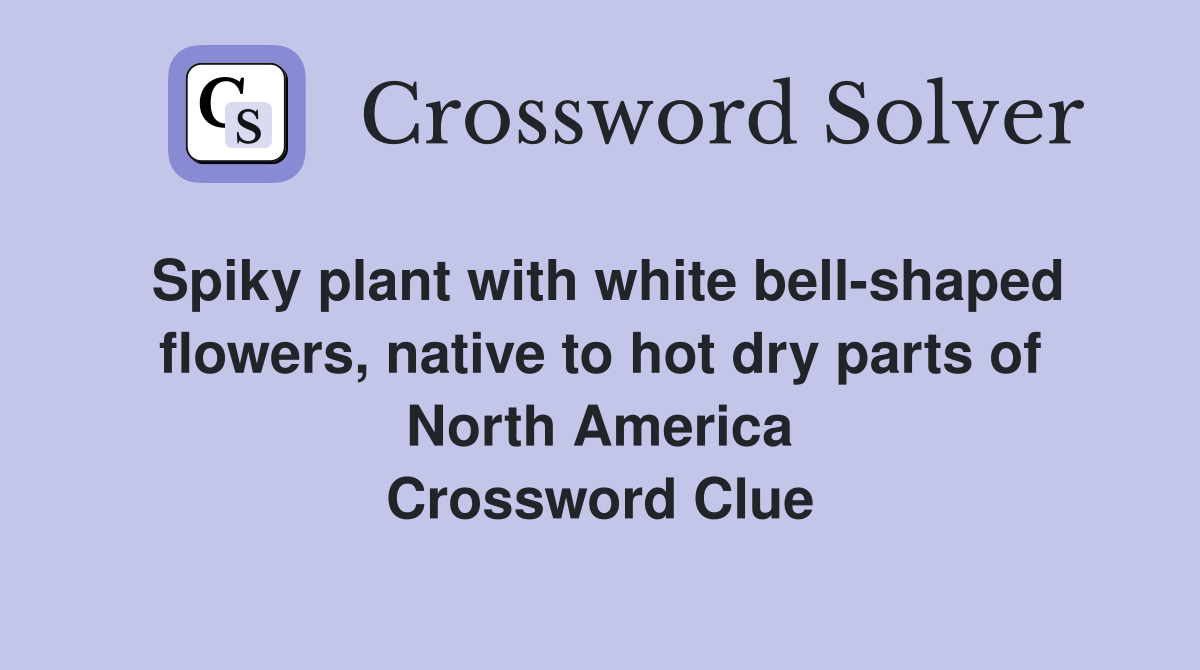 Spiky plant with white bell-shaped flowers, native to hot dry parts of North America Crossword Clue