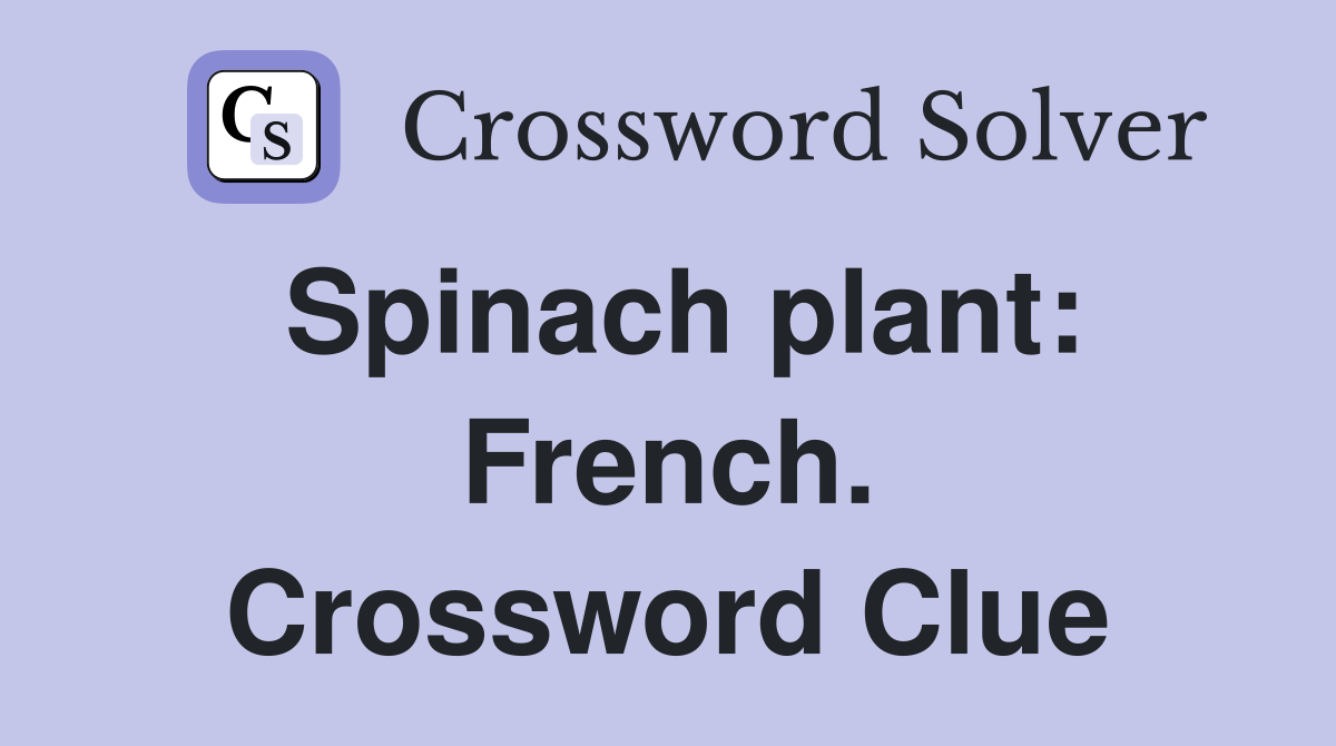 Spinach plant: French. Crossword Clue
