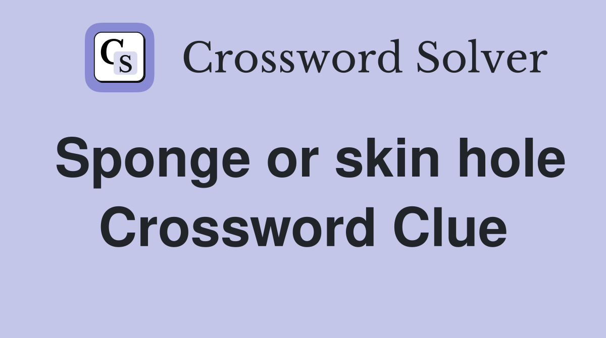 Sponge or skin hole Crossword Clue