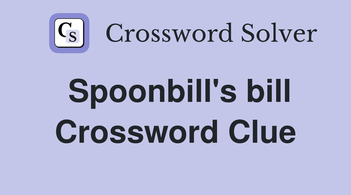 Spoonbill's bill Crossword Clue
