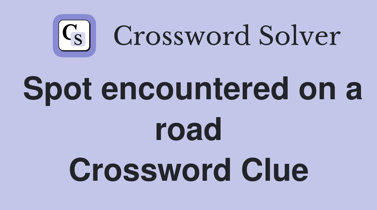 Spot encountered on a road Crossword Clue