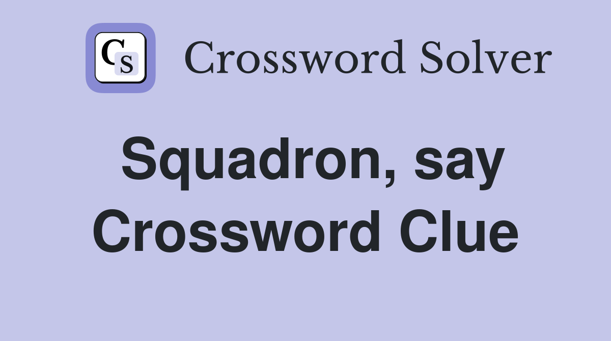 Squadron, say Crossword Clue