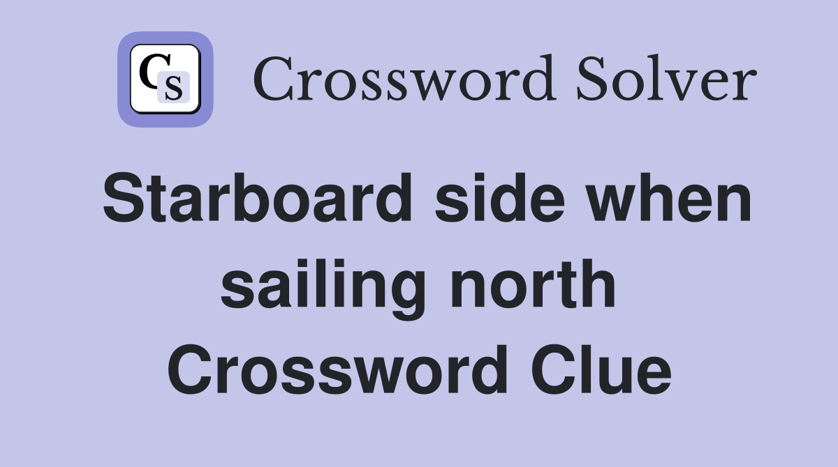 Starboard side when sailing north Crossword Clue