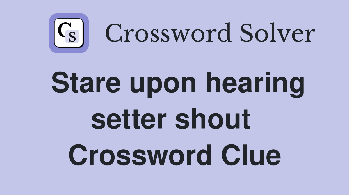 Stare upon hearing setter shout  Crossword Clue