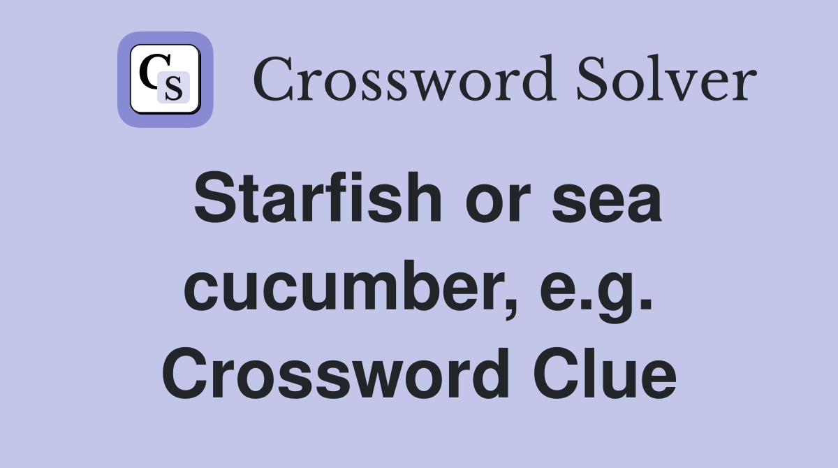 Starfish or sea cucumber, e.g. Crossword Clue
