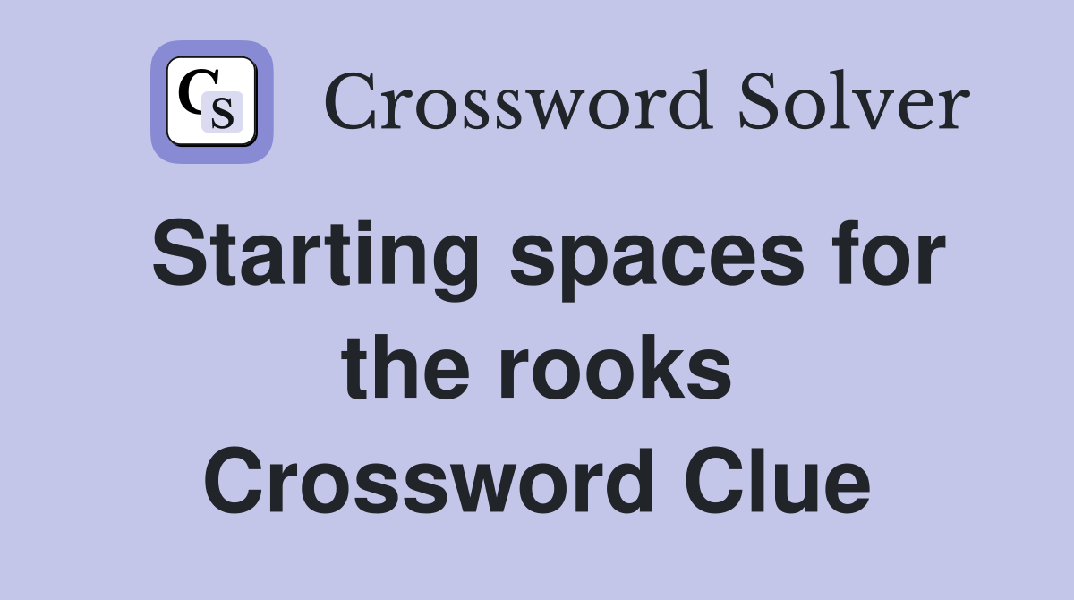 Starting spaces for the rooks Crossword Clue