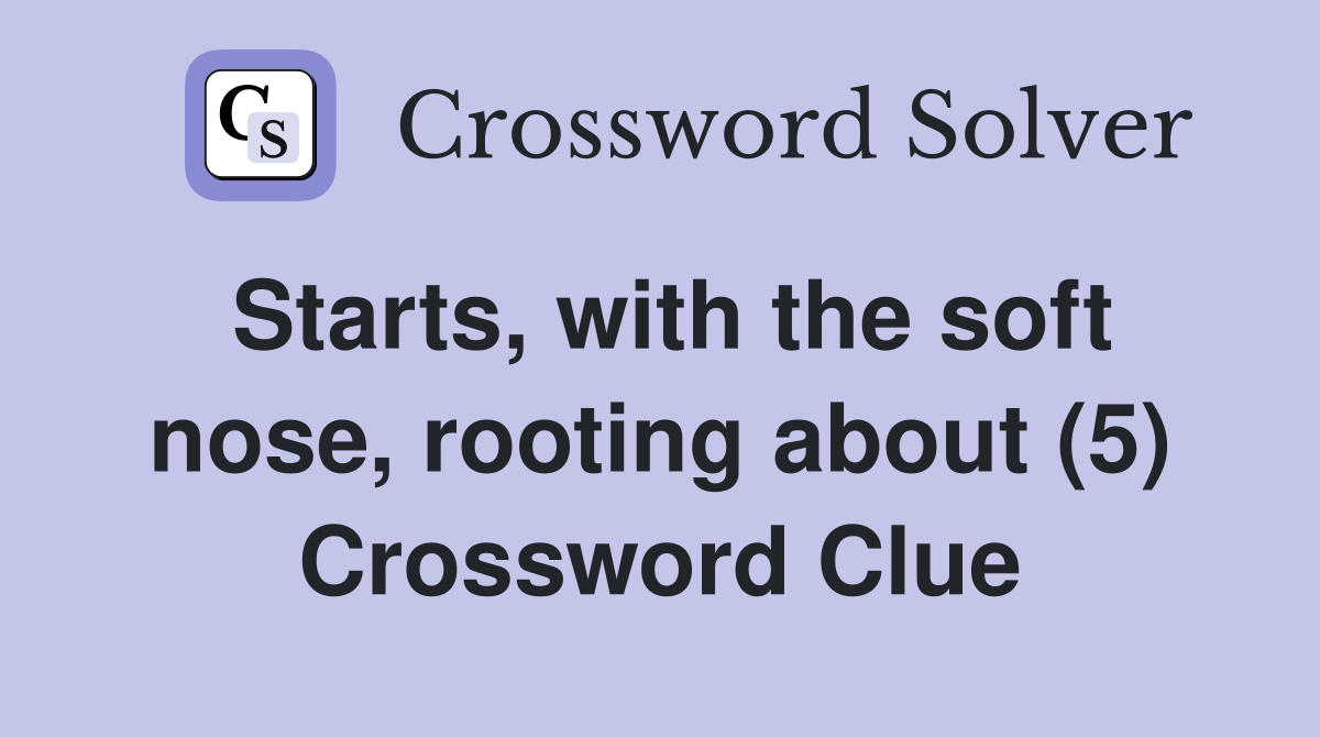 Starts, with the soft nose, rooting about (5) Crossword Clue