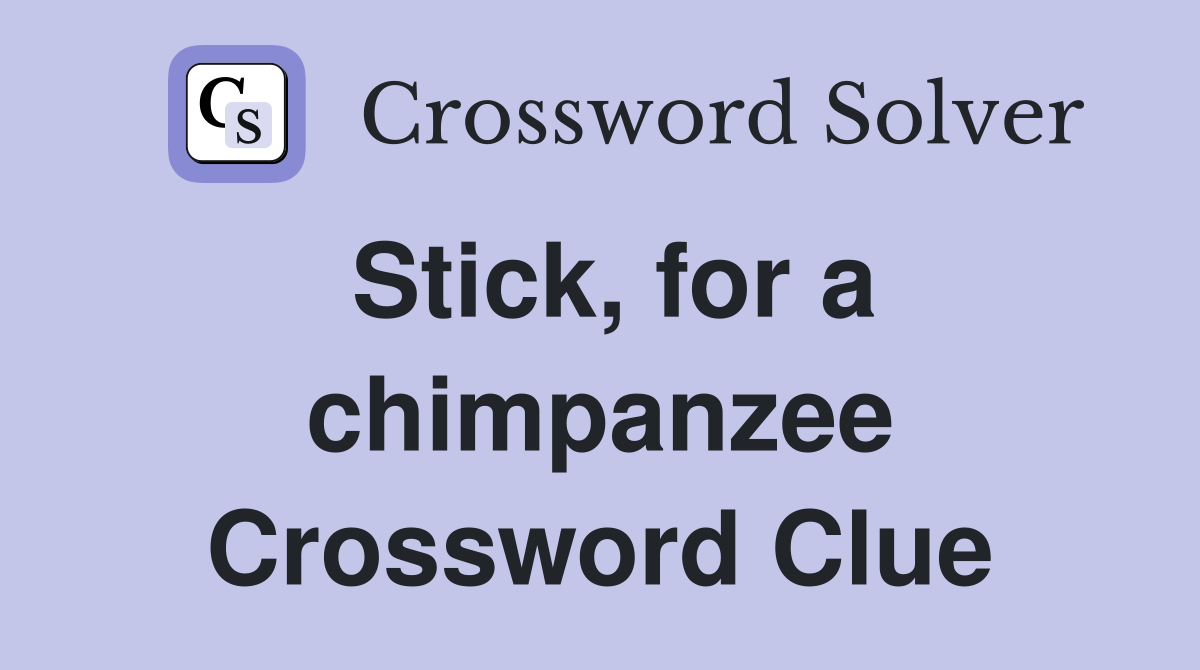 Stick, for a chimpanzee Crossword Clue