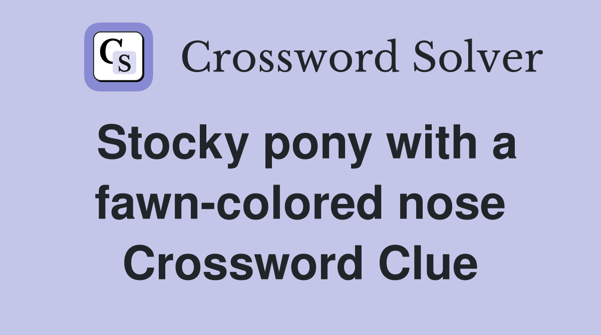 Stocky pony with a fawn-colored nose Crossword Clue