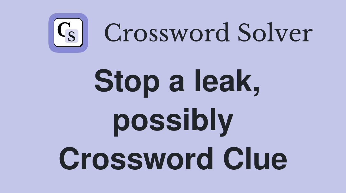 Stop a leak, possibly Crossword Clue