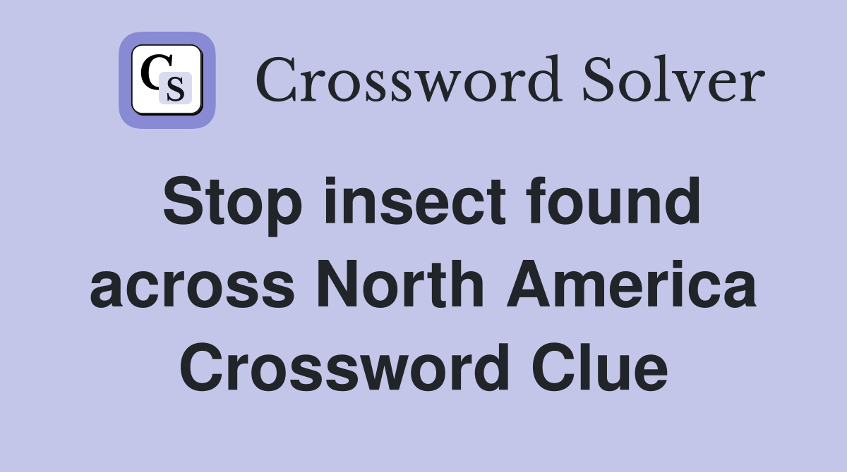 Stop insect found across North America Crossword Clue
