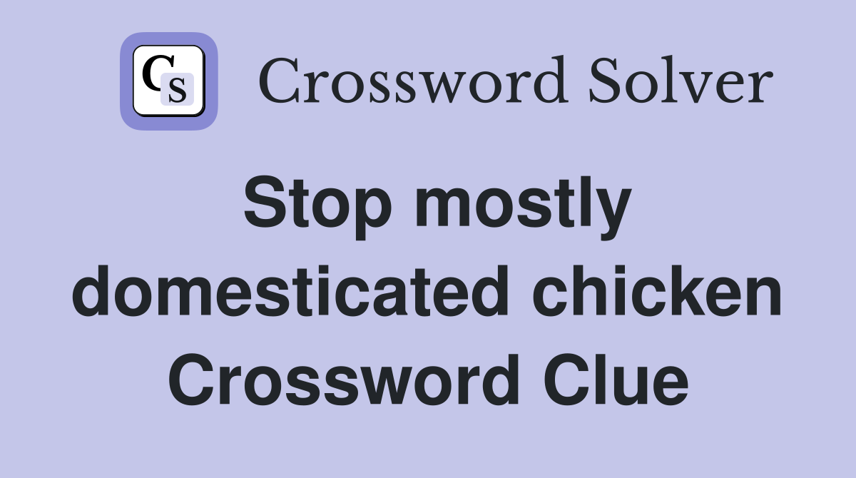 Stop mostly domesticated chicken Crossword Clue